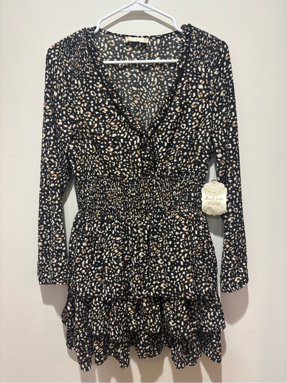 Altar’d State Cheetah Leopard Print Tiered Dress Fall Flowy Flirty Date Night